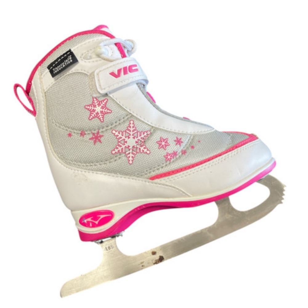 Kids White & Pink Snowflake Ice Skate - Girls